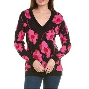 Cabi black/pink floral sweater